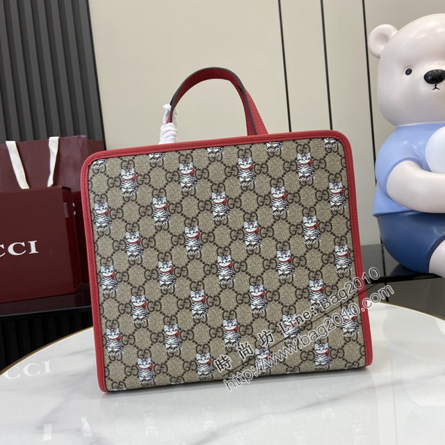 Gucci專櫃古馳2025早春兒童系列最新款動物印花手提托特包 jh2899型號：605614